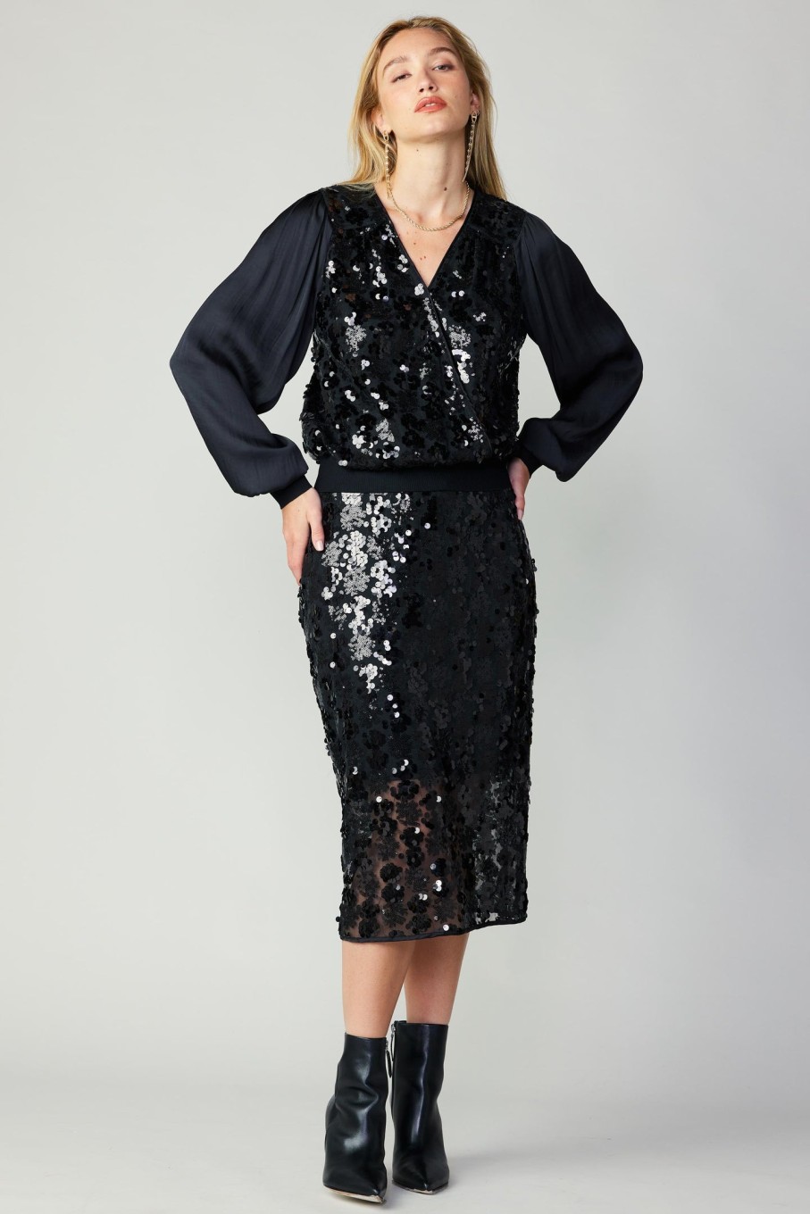CURRENT AIR Surplice Sequin Top Blouses