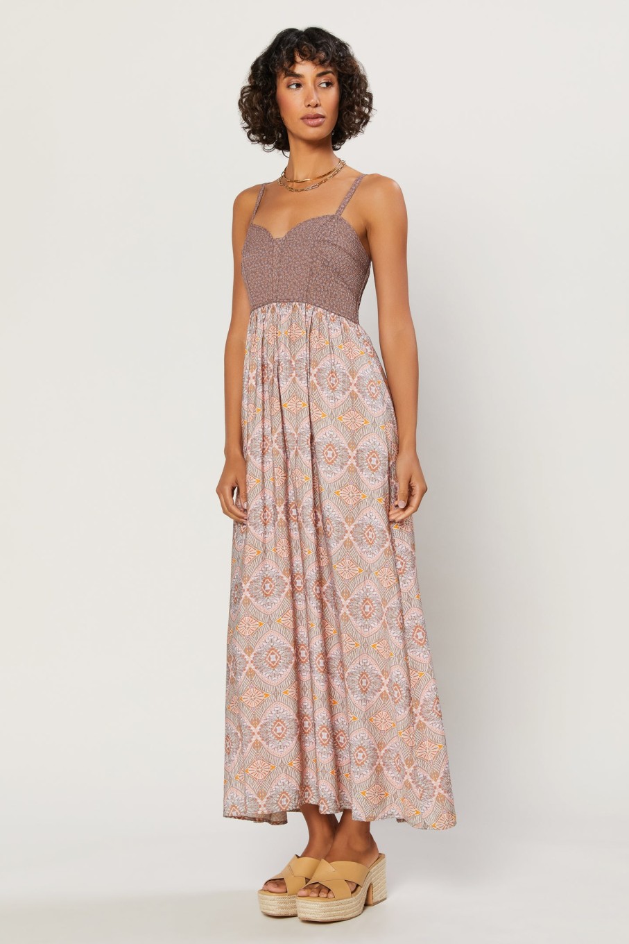 CURRENT AIR Quilt Contrast Maxi Dress Maxi Dresses