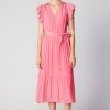 CURRENT AIR Natalia Flutter Sleeve Dress Midi Dresses