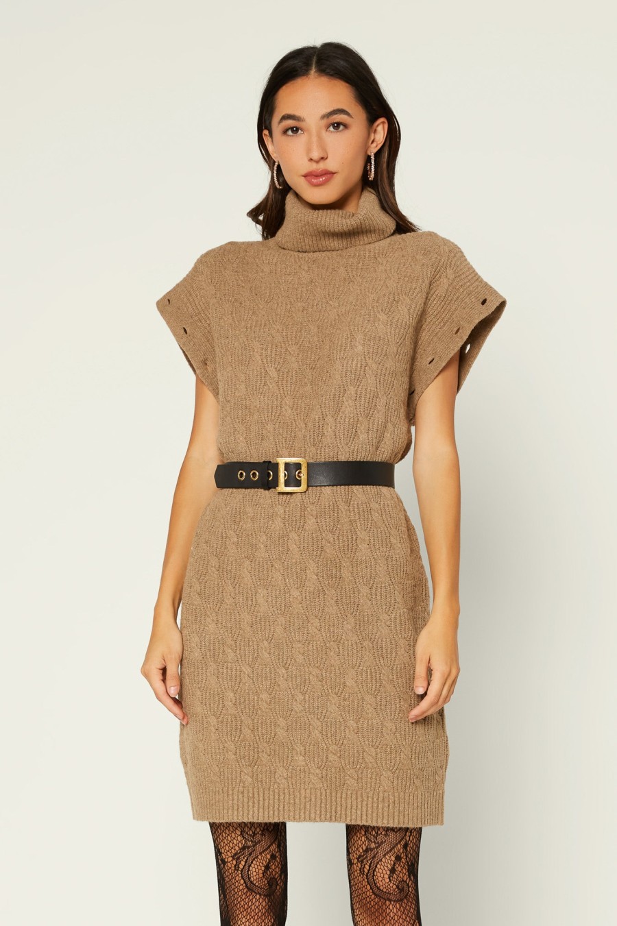 CURRENT AIR Knit Detachable Sleeve Dress Knitwear