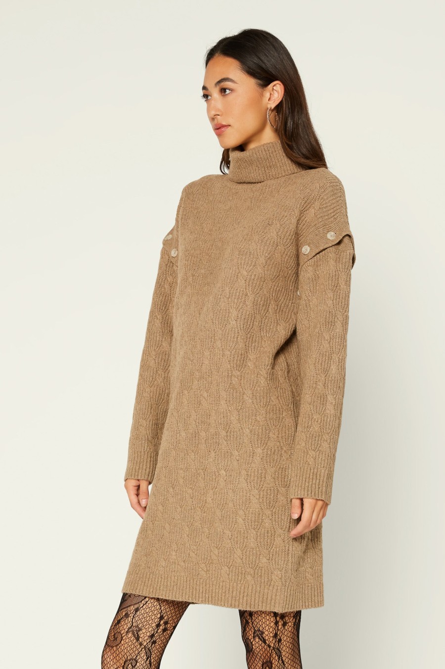 CURRENT AIR Knit Detachable Sleeve Dress Knitwear