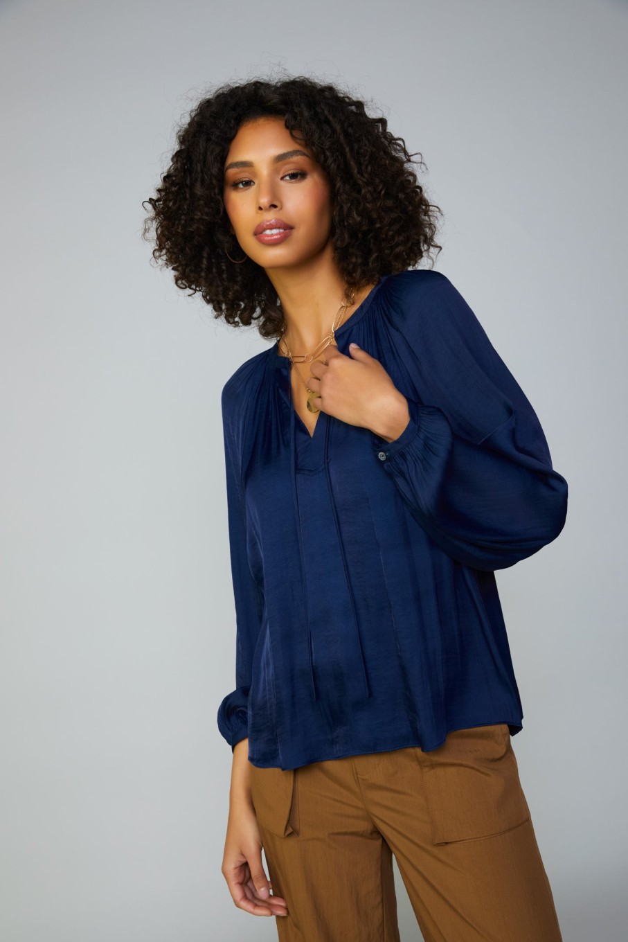 CURRENT AIR Long Sleeve Blouse Womens Long Sleeve Tops