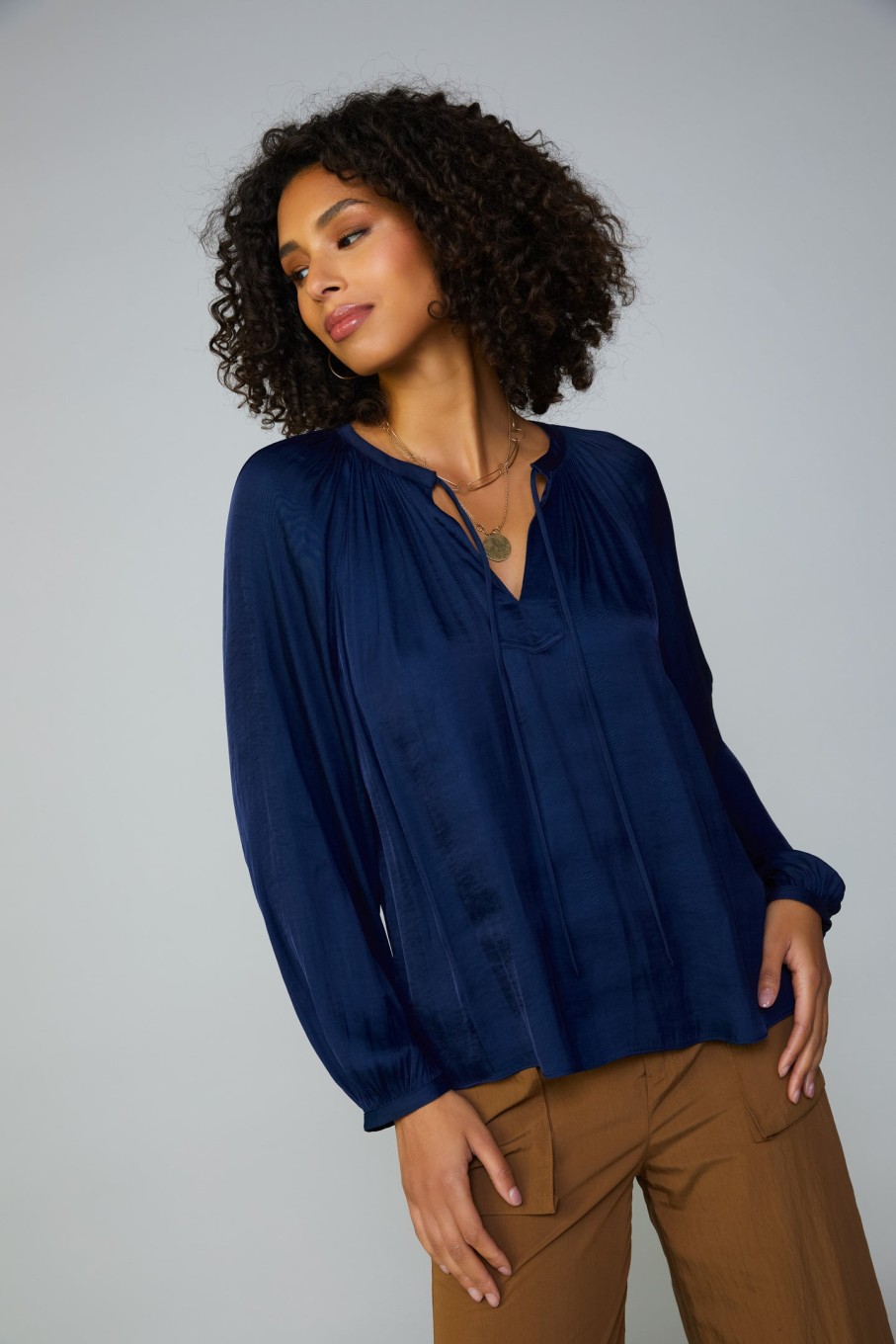 CURRENT AIR Long Sleeve Blouse Womens Long Sleeve Tops