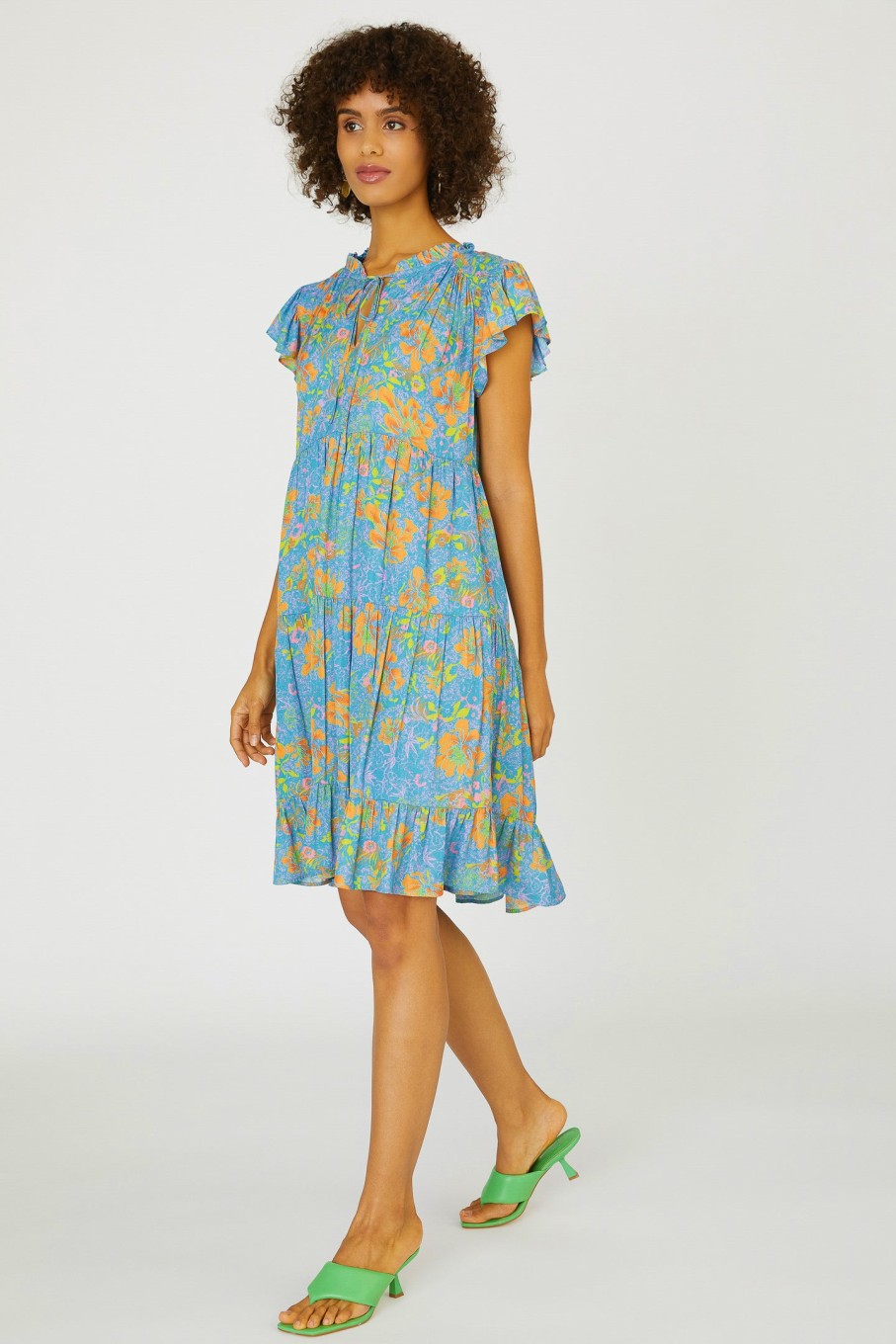 CURRENT AIR Floral Ruffled Tiered Mini Dress Mini Dresses