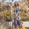 CURRENT AIR Rose Motif Maxi Dress Midi Dresses