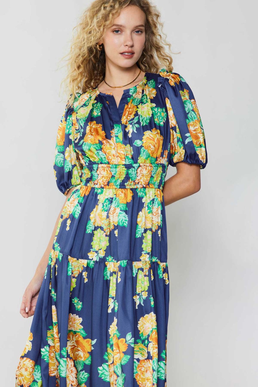CURRENT AIR Rose Motif Maxi Dress Midi Dresses
