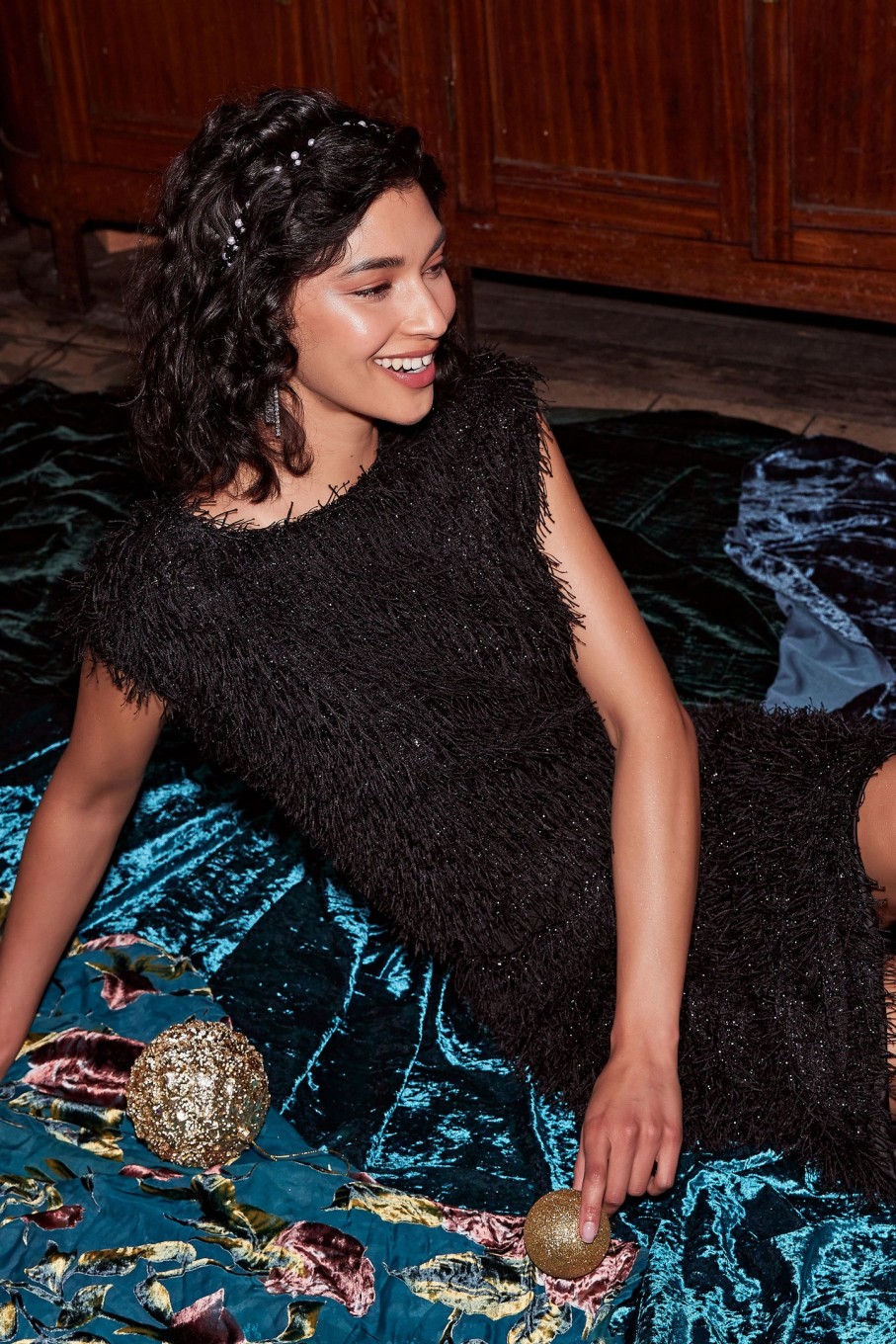 CURRENT AIR Textured Sparkle Top Sleeveless Tops