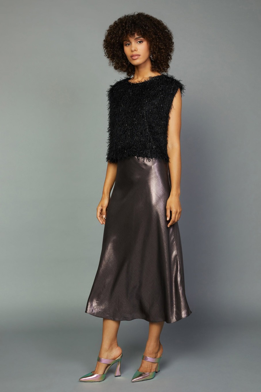 CURRENT AIR Textured Sparkle Top Sleeveless Tops