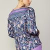 CURRENT AIR Border Print Paisley Top Long Sleeve Tops