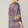 CURRENT AIR Floral Border Print Top Long Sleeve Tops