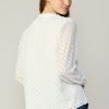 CURRENT AIR Textured Floral Jacquard Blouse Long Sleeve Tops