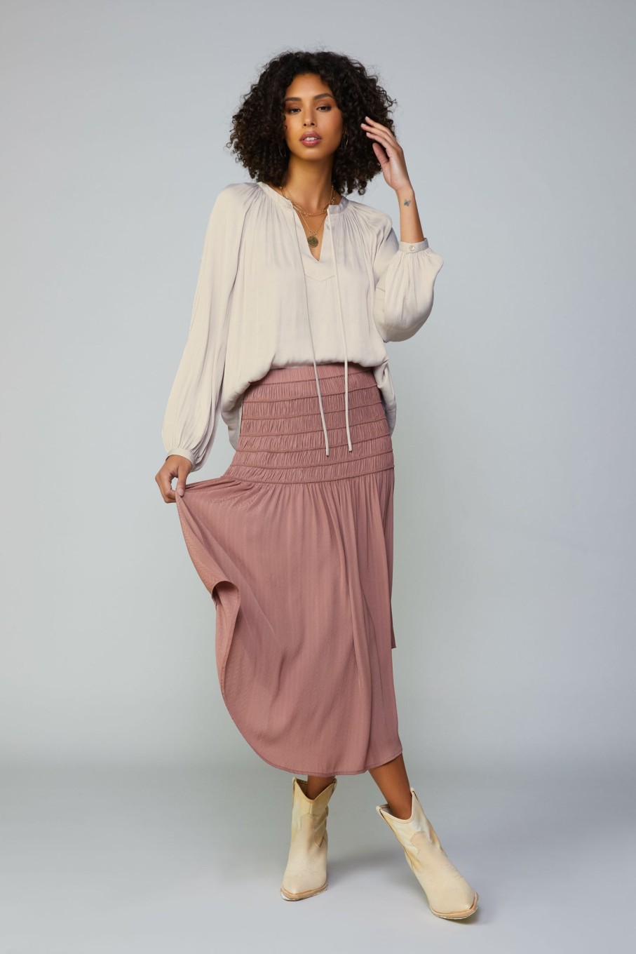 CURRENT AIR Smocked Waist Midi Skirt Skirts