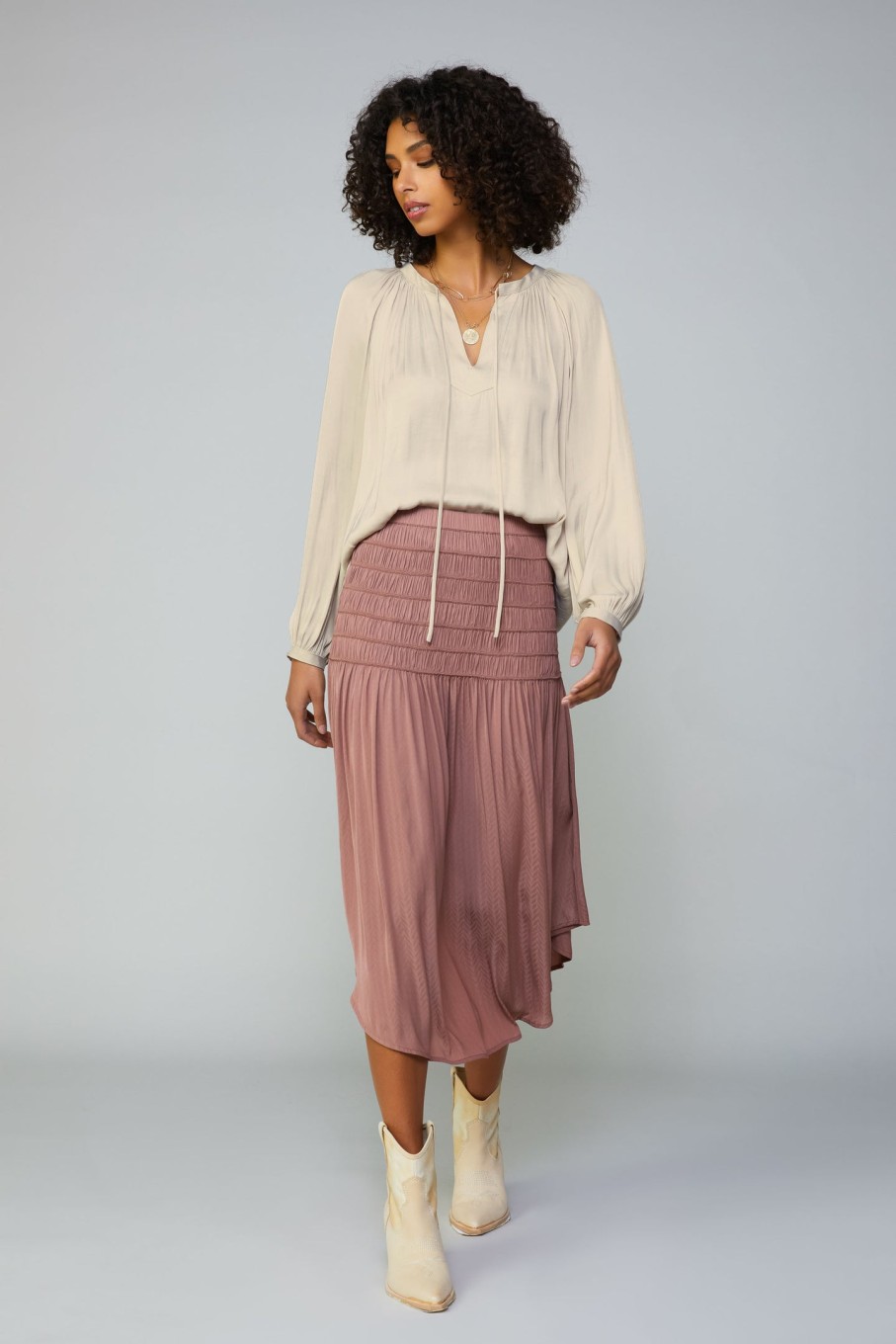CURRENT AIR Smocked Waist Midi Skirt Skirts