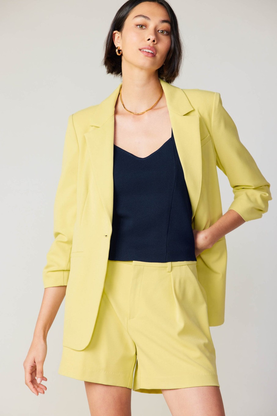 CURRENT AIR Ruched Sleeve Blazer Coats & Jackets