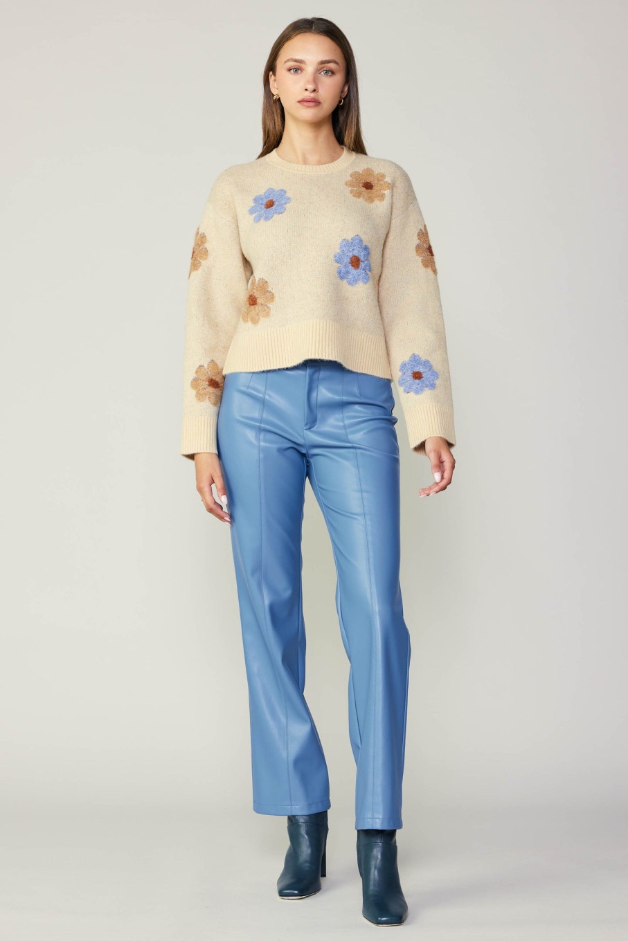CURRENT AIR Daisy Embroidered Sweater Knitwear