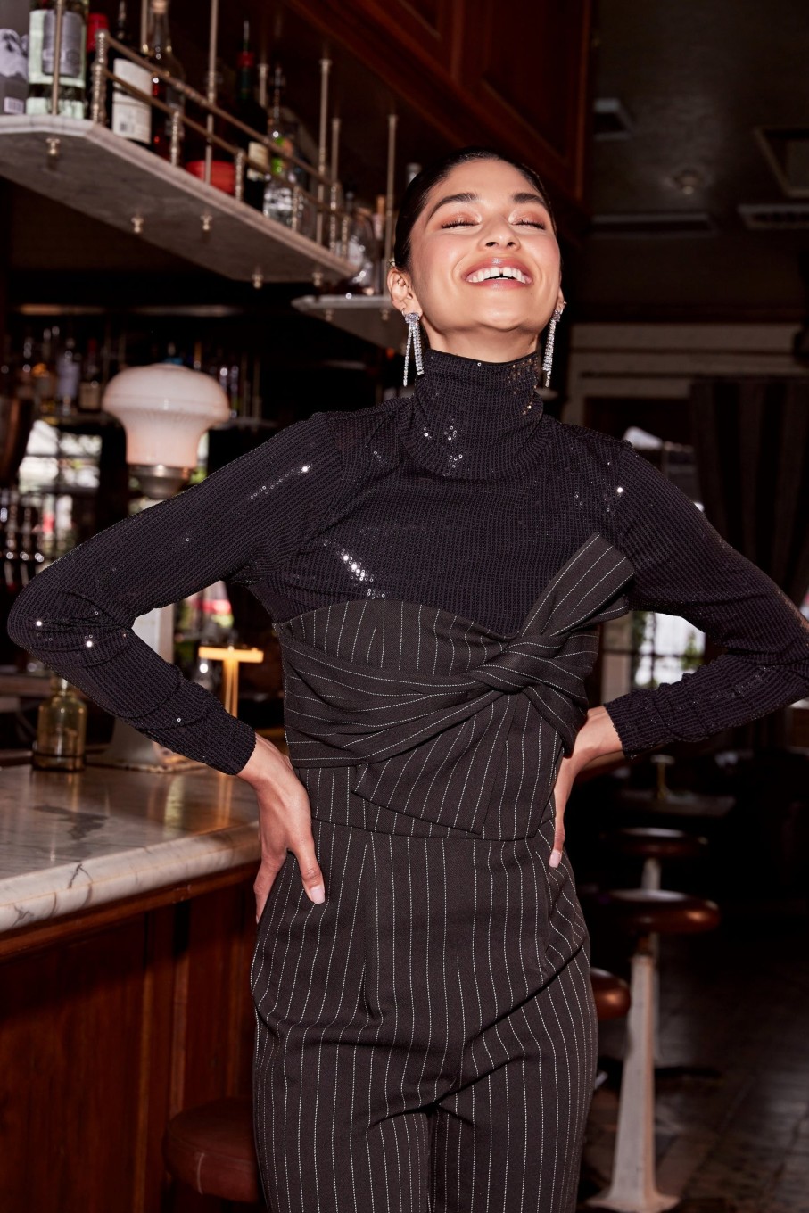 CURRENT AIR Sequin Turtleneck Top Blouses