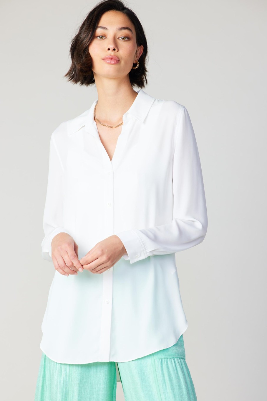 CURRENT AIR Collared Buttondown Shirt Long Sleeve Tops
