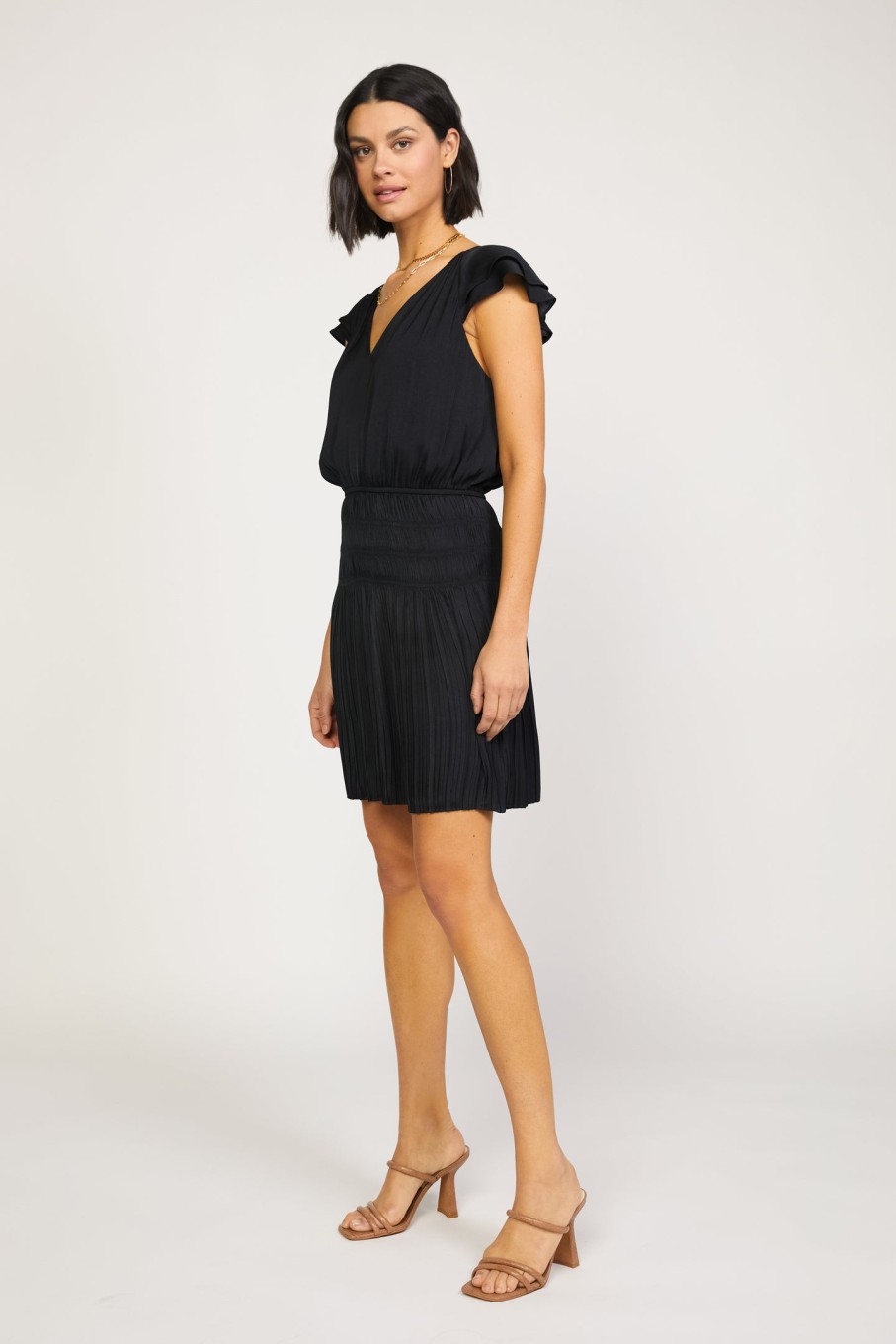 CURRENT AIR Talia Flutter Sleeve Mini Dress Mini Dresses