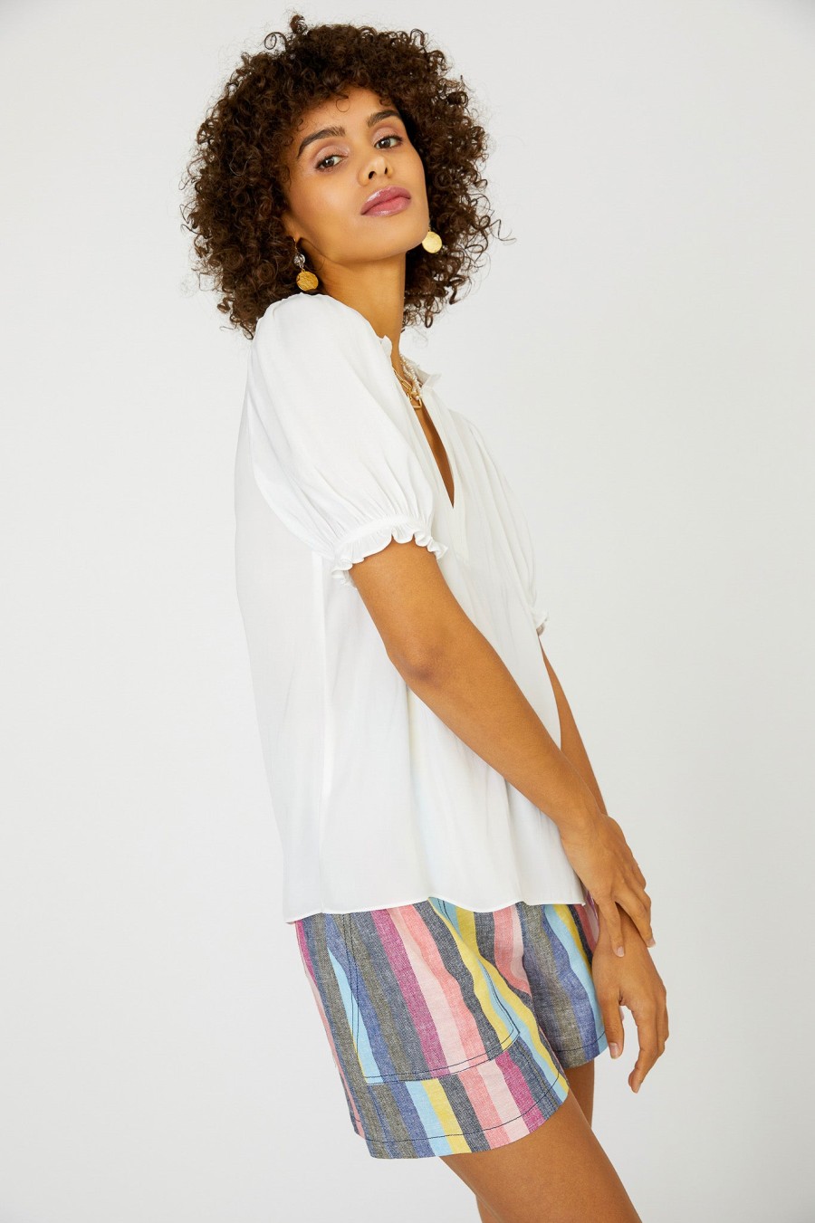 CURRENT AIR Camelia Ruffled Blouse Blouses