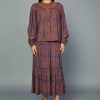 CURRENT AIR Swirl Motif Blouse Long Sleeve Tops