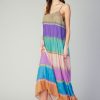 CURRENT AIR Color Block Pleated Maxi Dress Midi Dresses