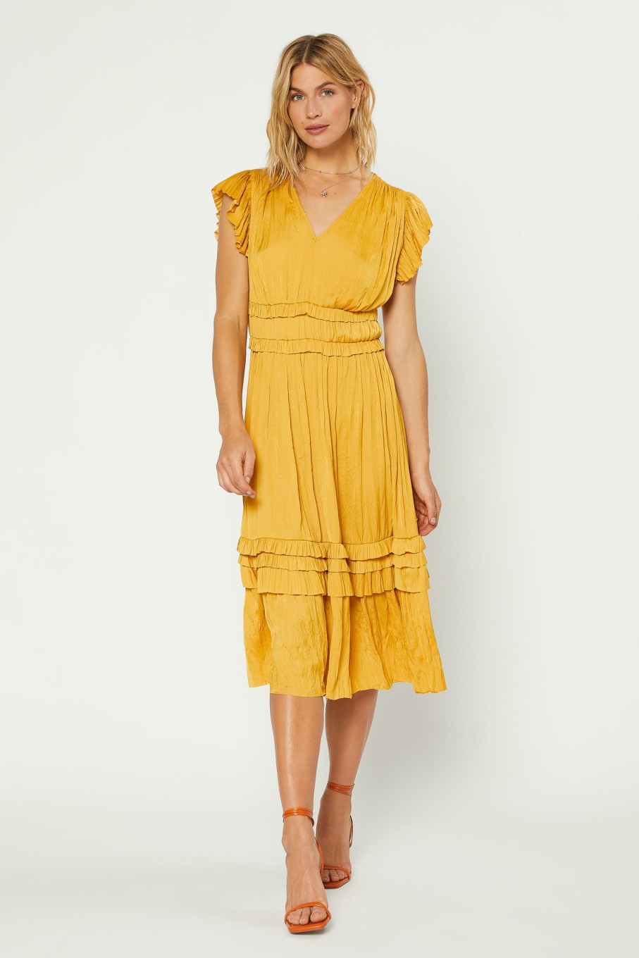 CURRENT AIR Sereia Pleated Midi Dress Midi Dresses