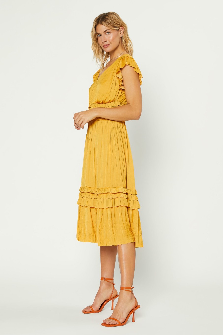 CURRENT AIR Sereia Pleated Midi Dress Midi Dresses