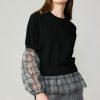 CURRENT AIR Windowpane Plaid Sweater Top Sweaters