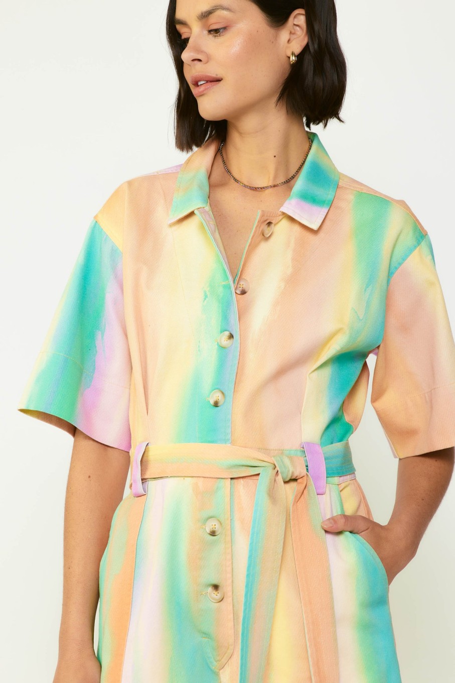 CURRENT AIR Rainbow Painterly Romper Jumpsuits & Rompers