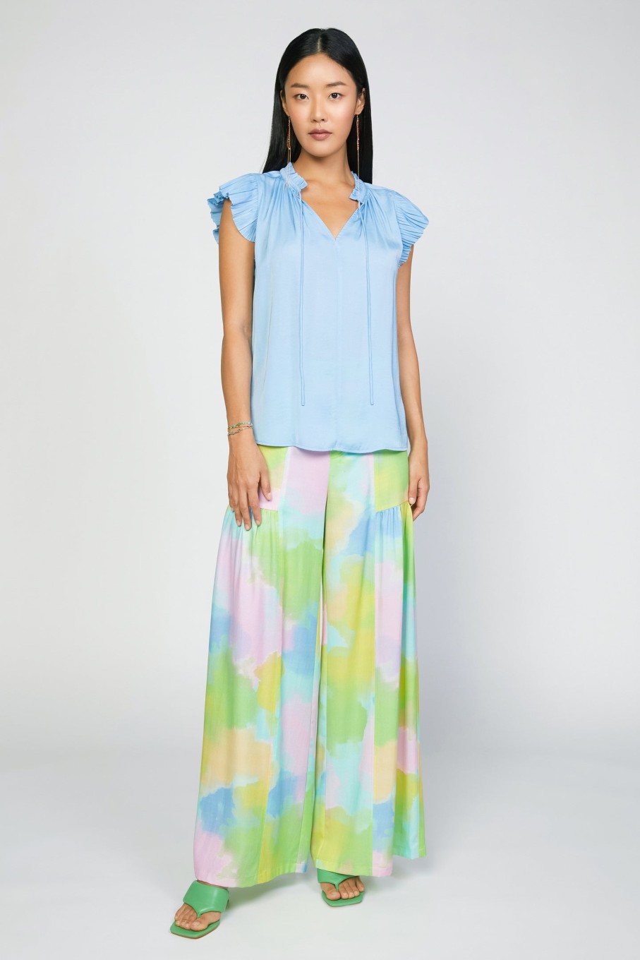 CURRENT AIR Margot Pleated Sleeve Blouse Blouses