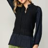CURRENT AIR Pleated Blouse Sweater Vest Knitwear
