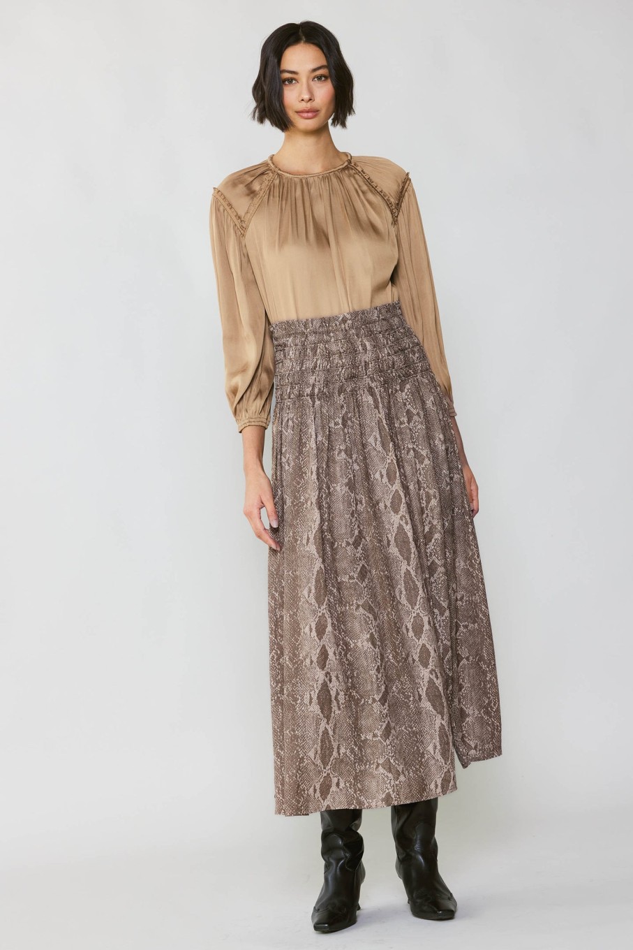 CURRENT AIR Snake Print Midi Skirt Skirts