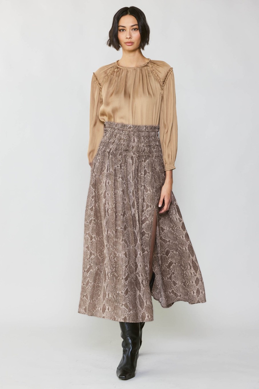 CURRENT AIR Snake Print Midi Skirt Skirts