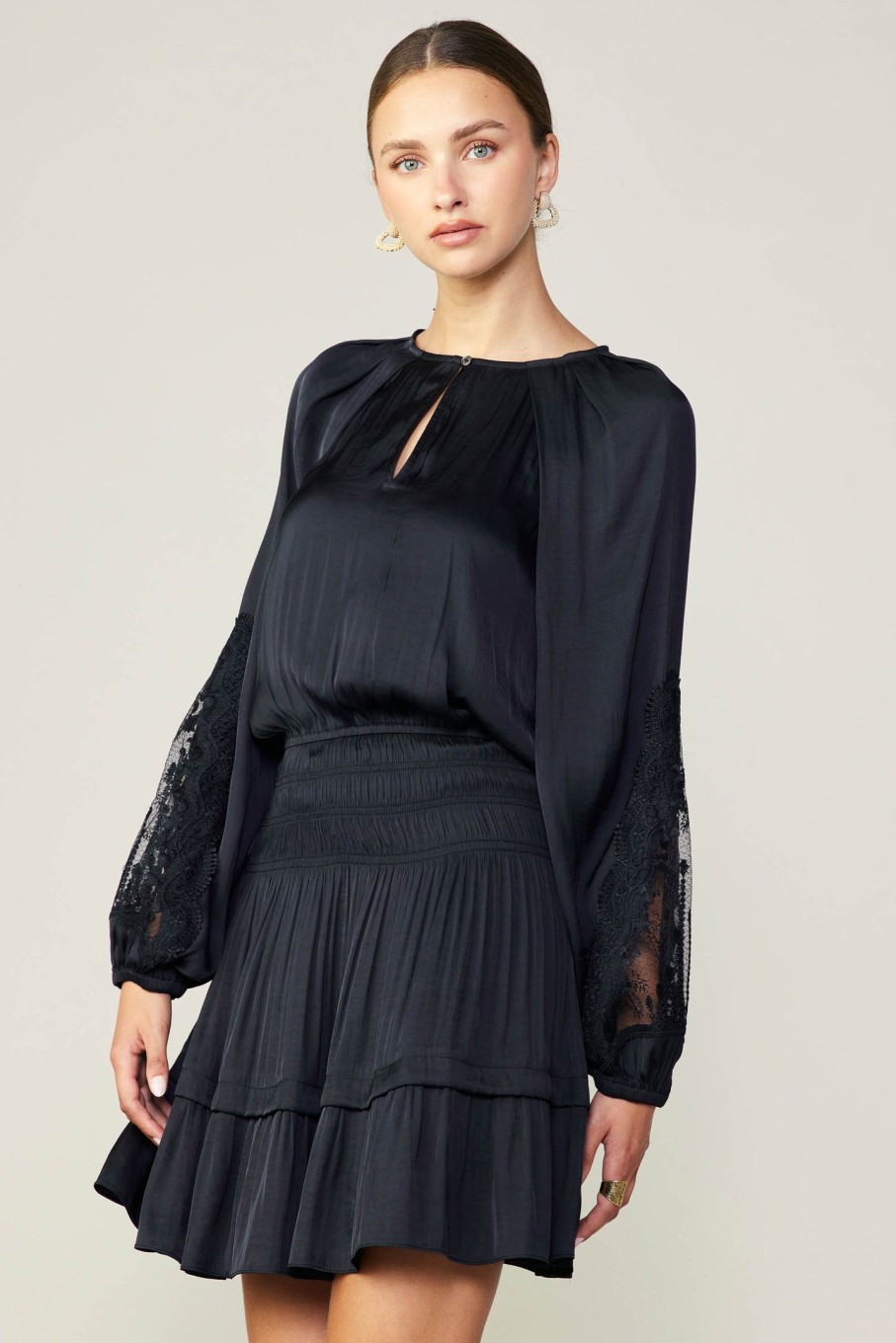 CURRENT AIR Lace Inlayed Mini Dress Mini Dresses