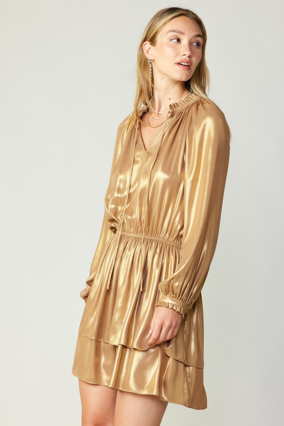 CURRENT AIR Metallic Tiered Mini Dress Mini Dresses