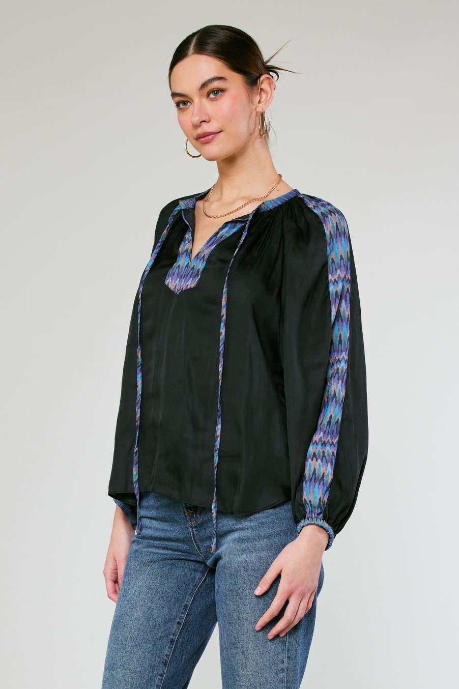 CURRENT AIR Geometric Patterned Blouse Blouses