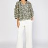 CURRENT AIR Baroque Floral Raglan Blouse Short Sleeve Tops