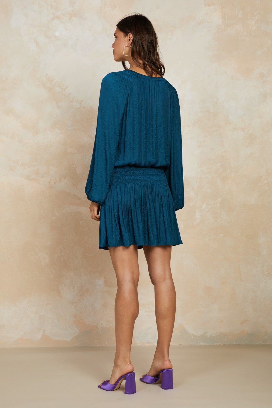 CURRENT AIR Crinkle Texture Smocked Mini Dress Mini Dresses