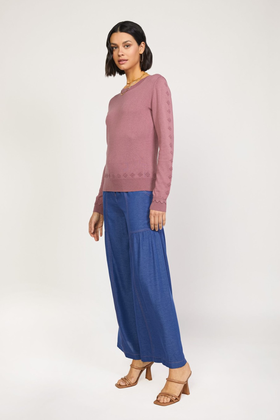 CURRENT AIR Embroidered Stitch Sleeve Sweater Coats & Jackets
