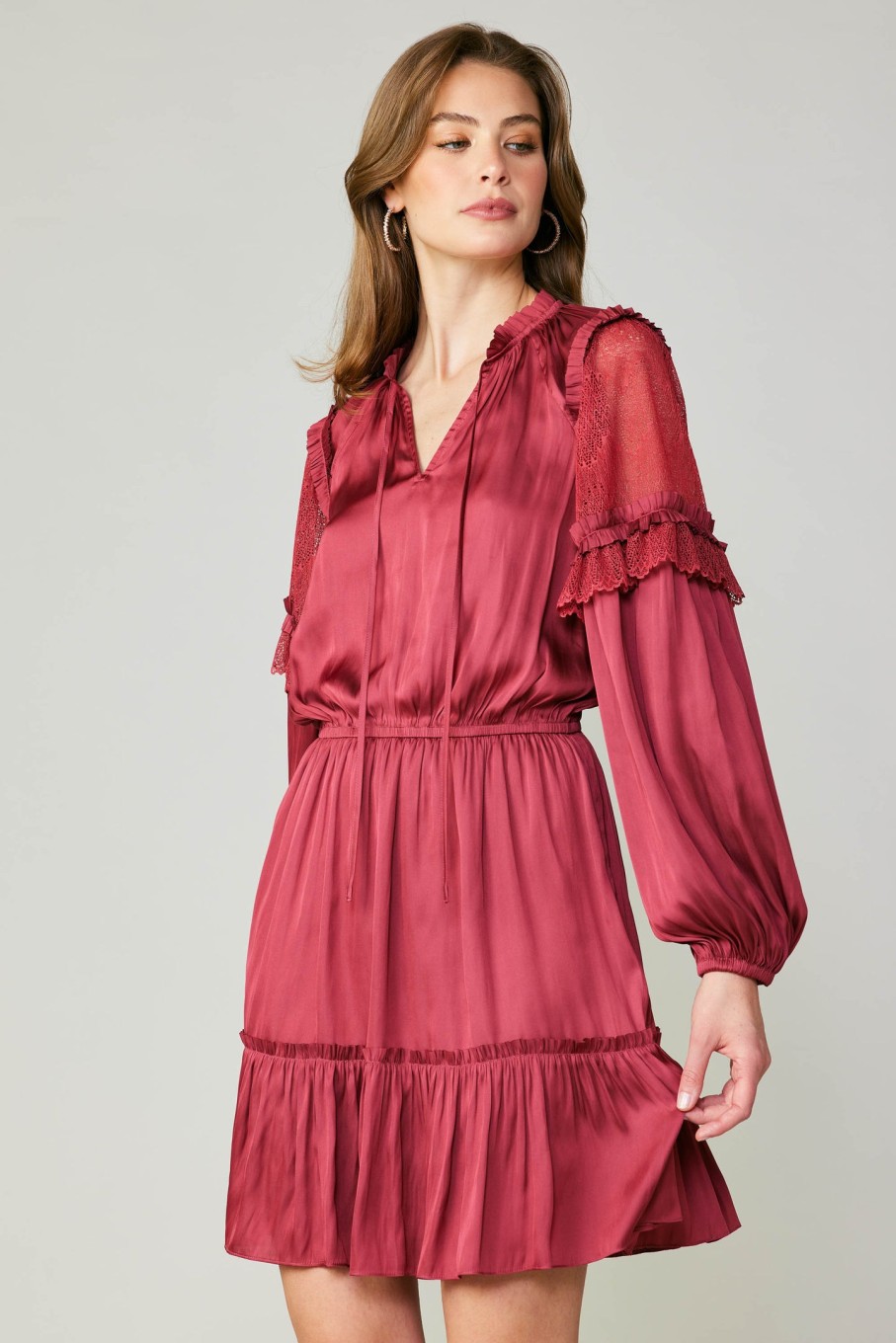 CURRENT AIR Lace Contrast Mini Dress Mini Dresses