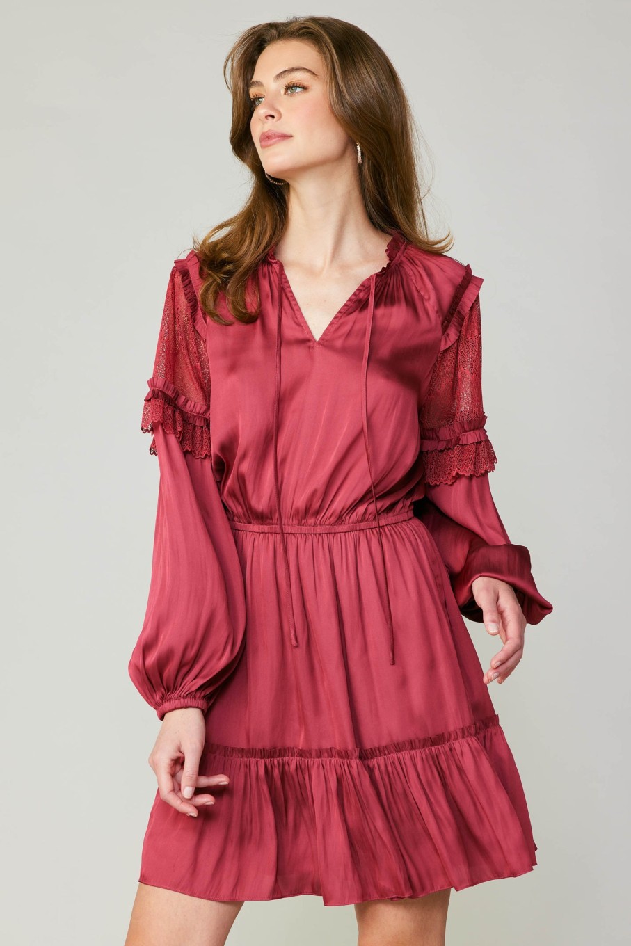 CURRENT AIR Lace Contrast Mini Dress Mini Dresses