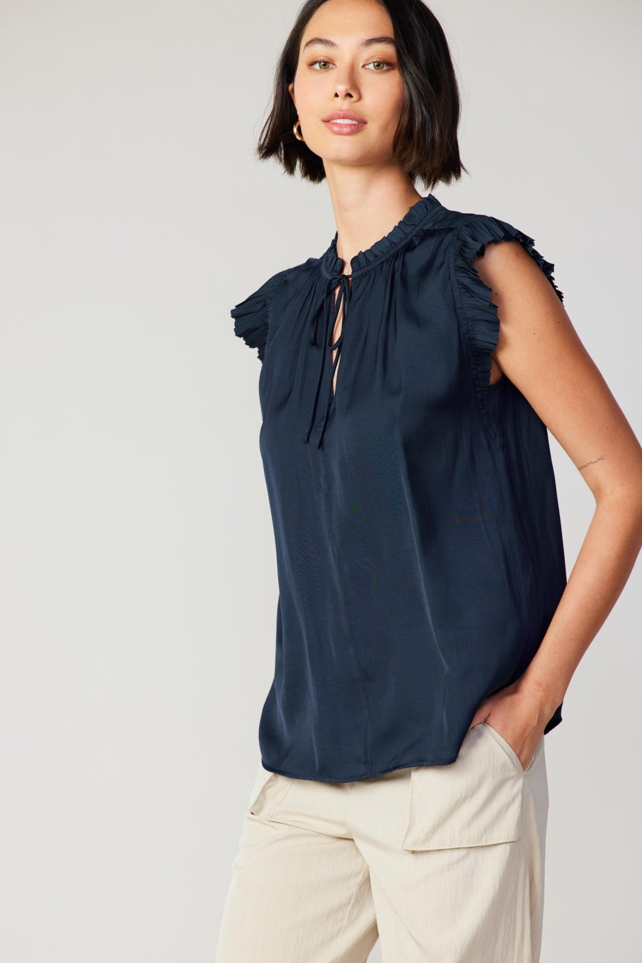 CURRENT AIR Margot Pleated Sleeve Blouse Blouses