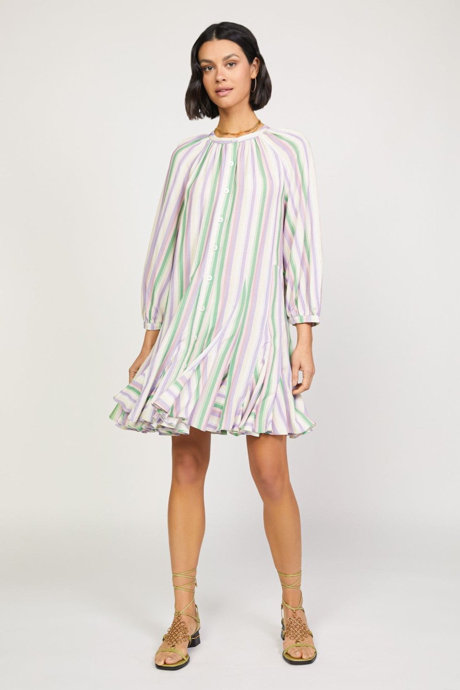 CURRENT AIR Striped Godet Mini Dress Mini Dresses