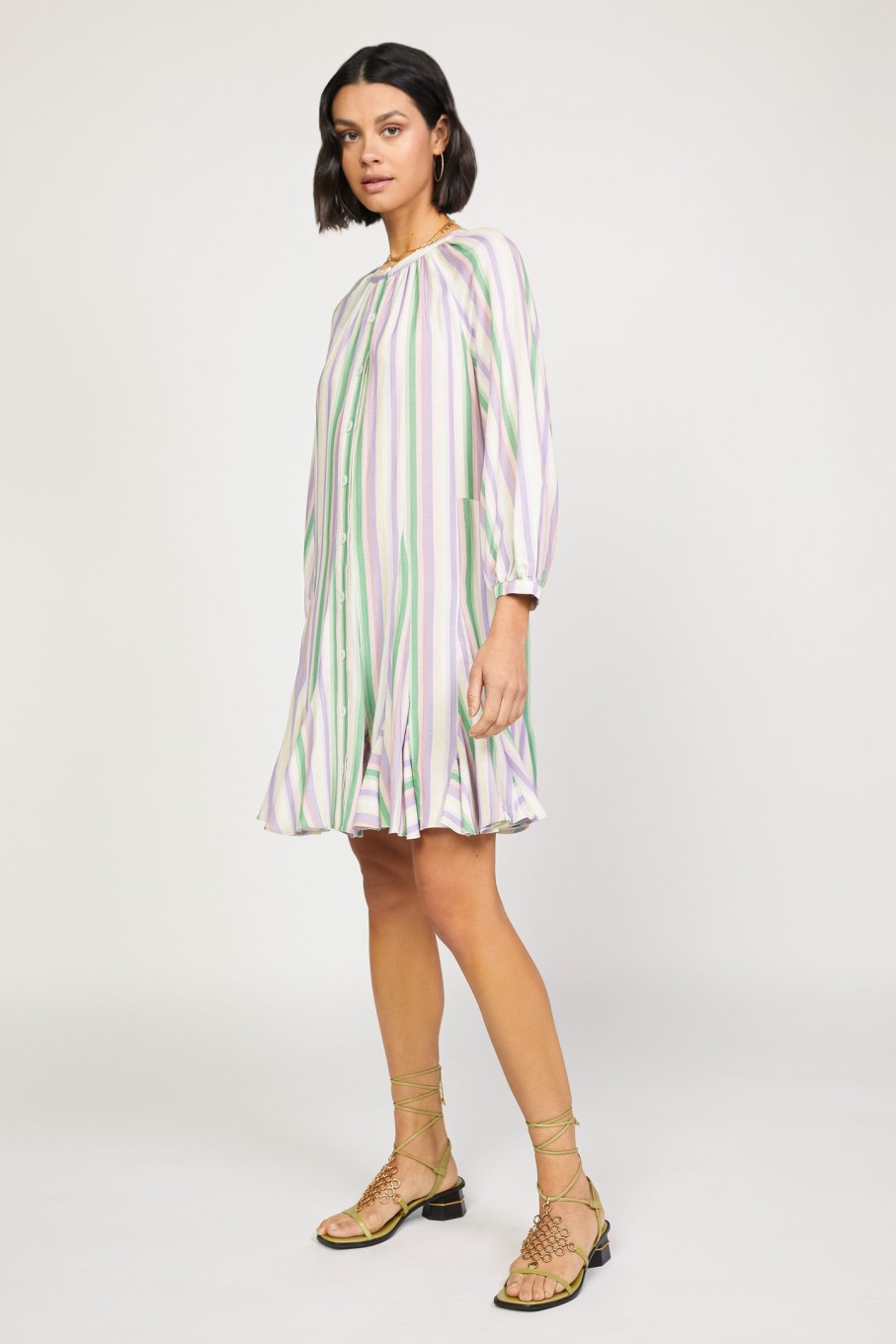 CURRENT AIR Striped Godet Mini Dress Mini Dresses