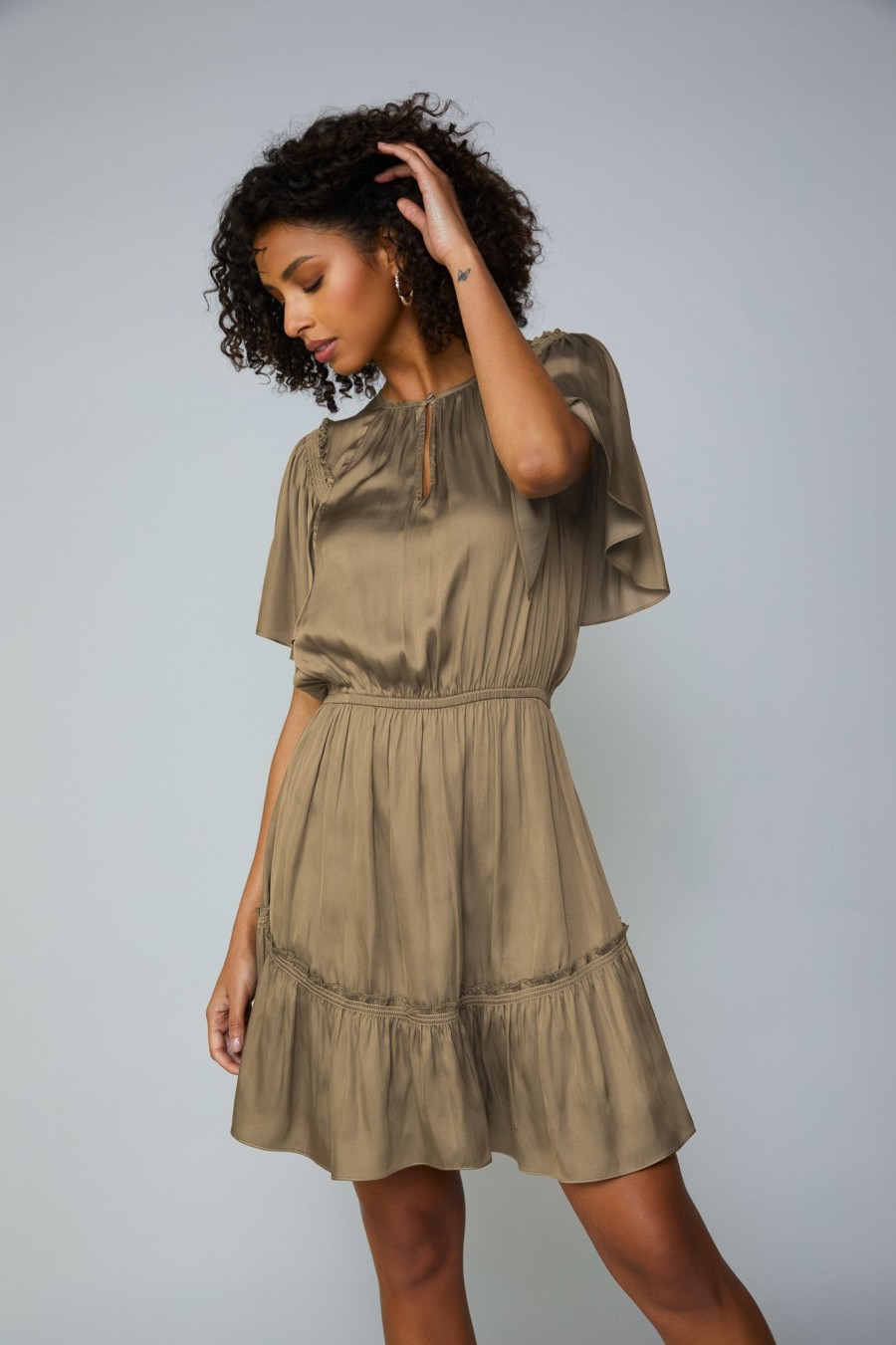 CURRENT AIR Rear Flutter Sleeve Mini Dress Mini Dresses