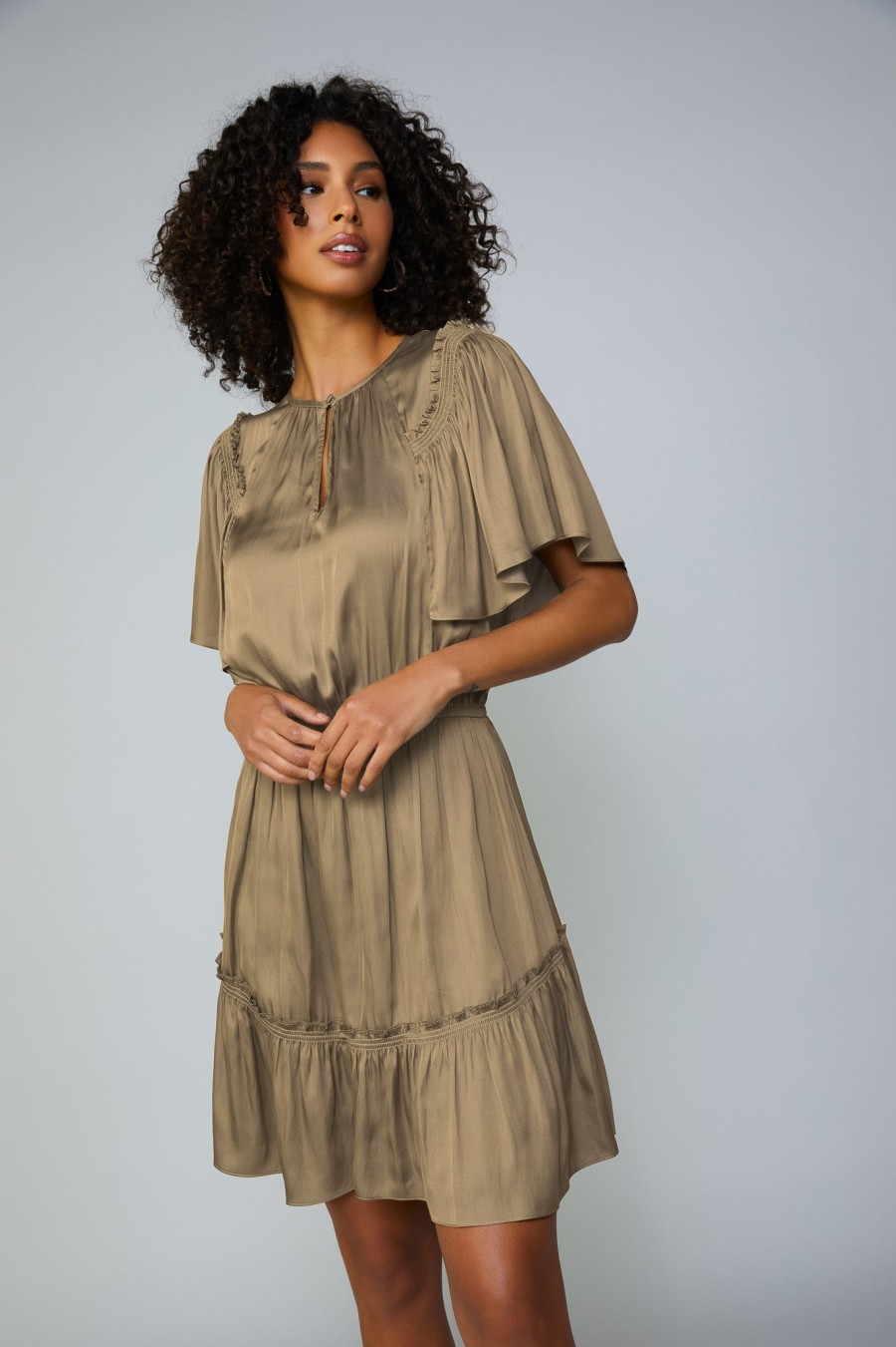 CURRENT AIR Rear Flutter Sleeve Mini Dress Mini Dresses