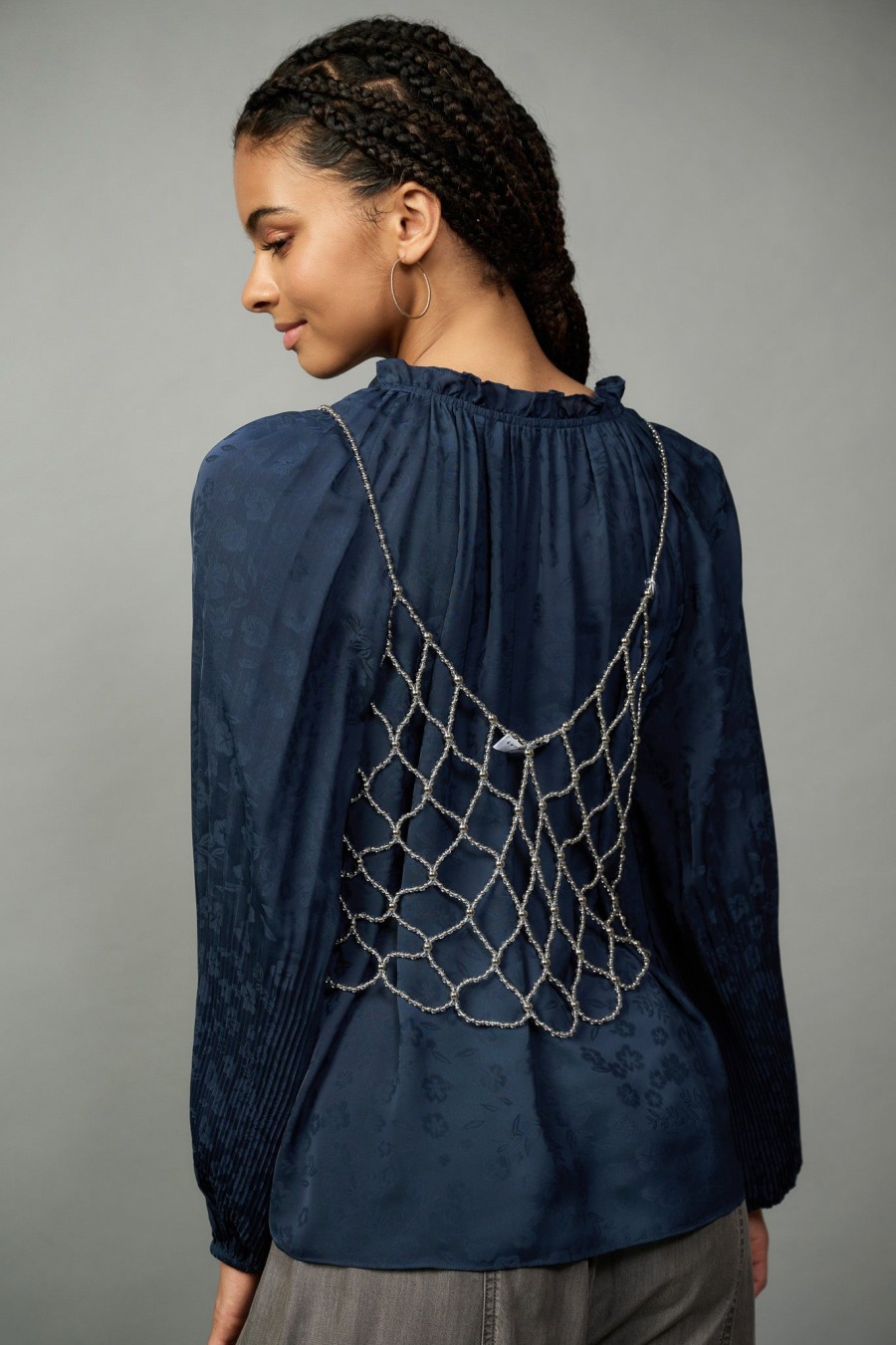 CURRENT AIR Silver Beaded Cami Accessories