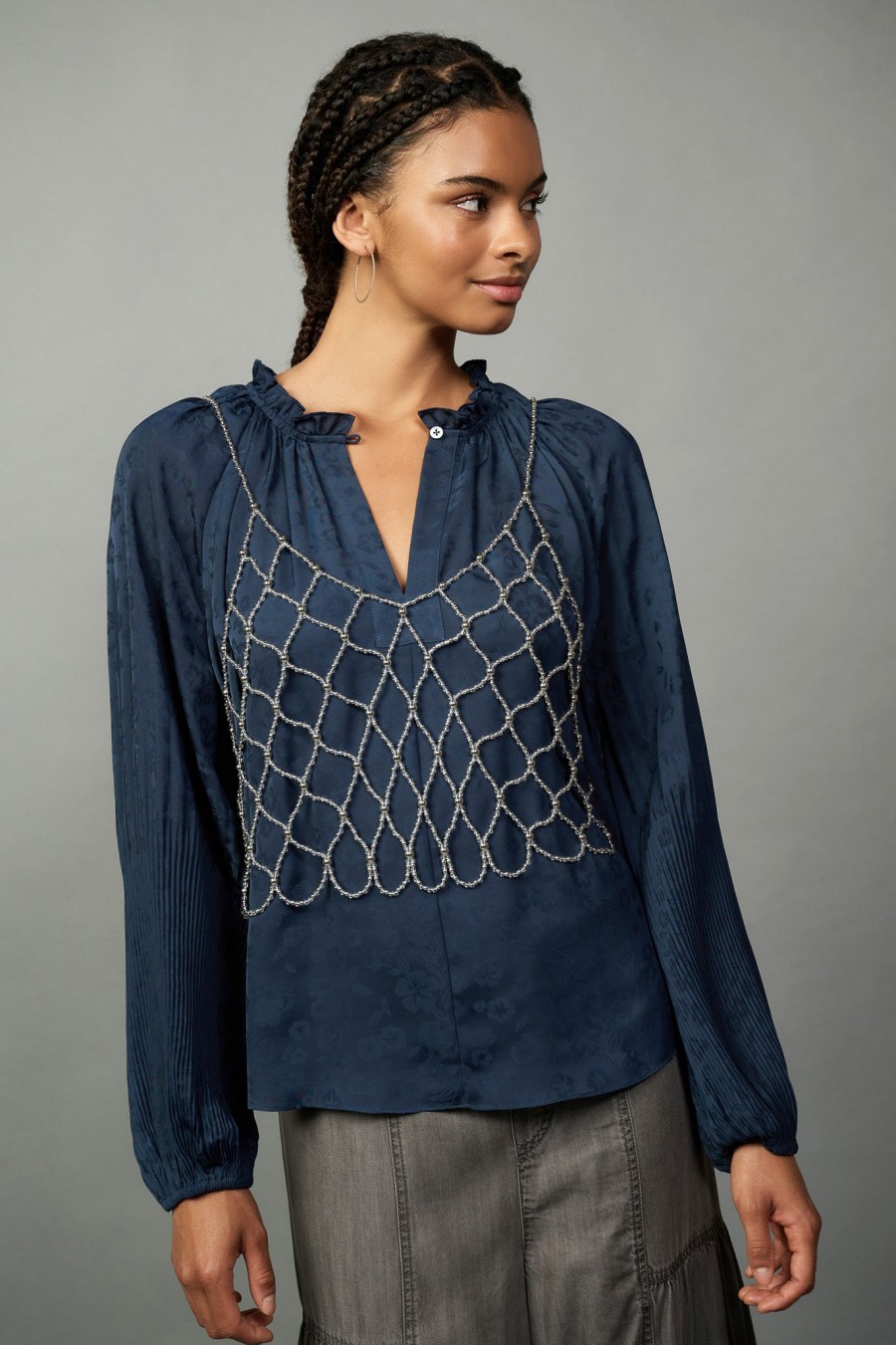 CURRENT AIR Silver Beaded Cami Accessories