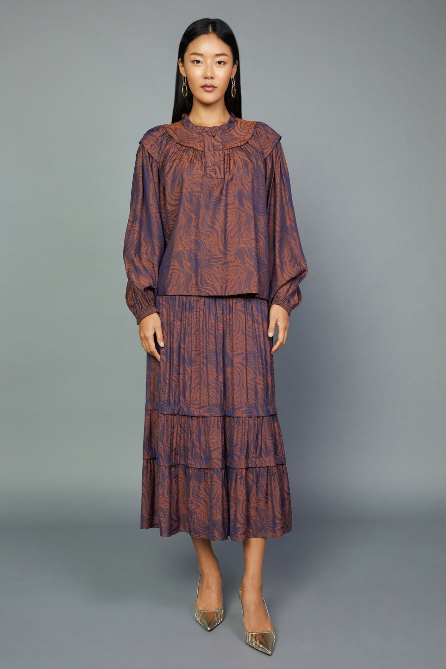 CURRENT AIR Swirl Motif Blouse Blouses