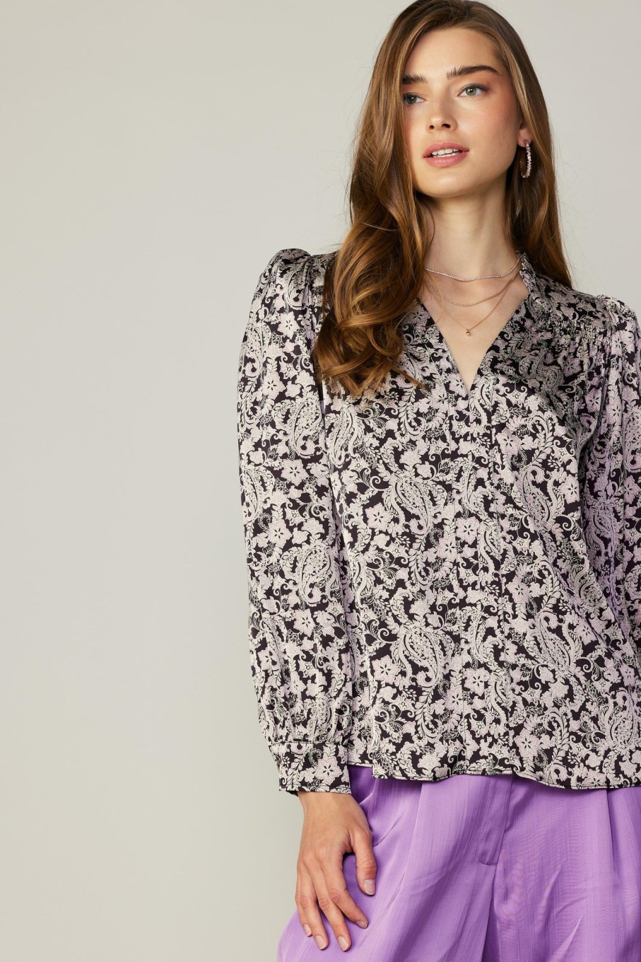 CURRENT AIR Jacquard Paisley Blouse Blouses